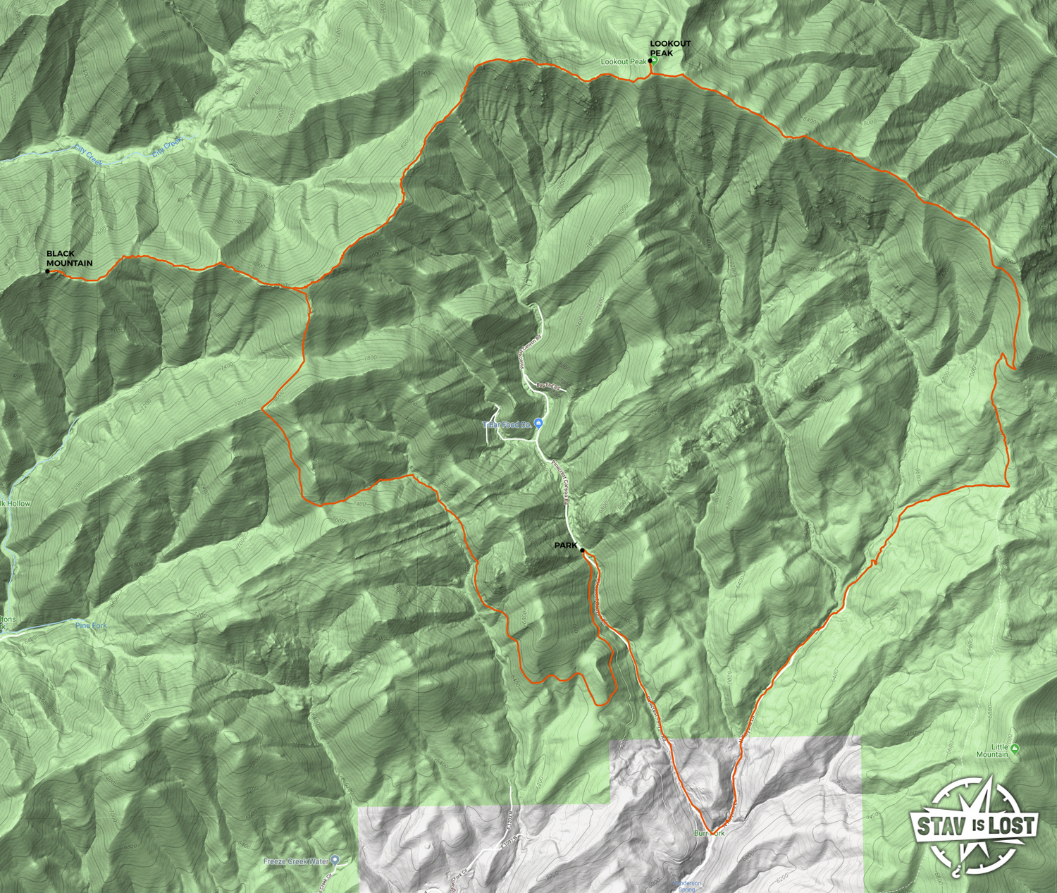 map for Lookout Peak via Killyon Canyon and Black Mountain Loop by stav is lost