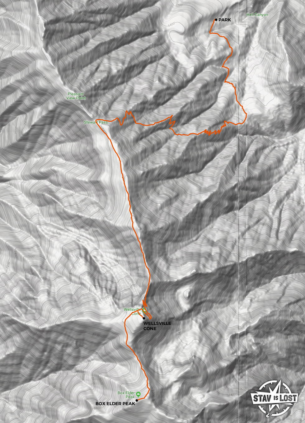 map for Wellsville Cone and Box Elder Peak via Maple Bench by stav is lost