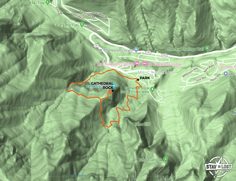 map for Cathedral Rock and Little Falls Canyon by stav is lost