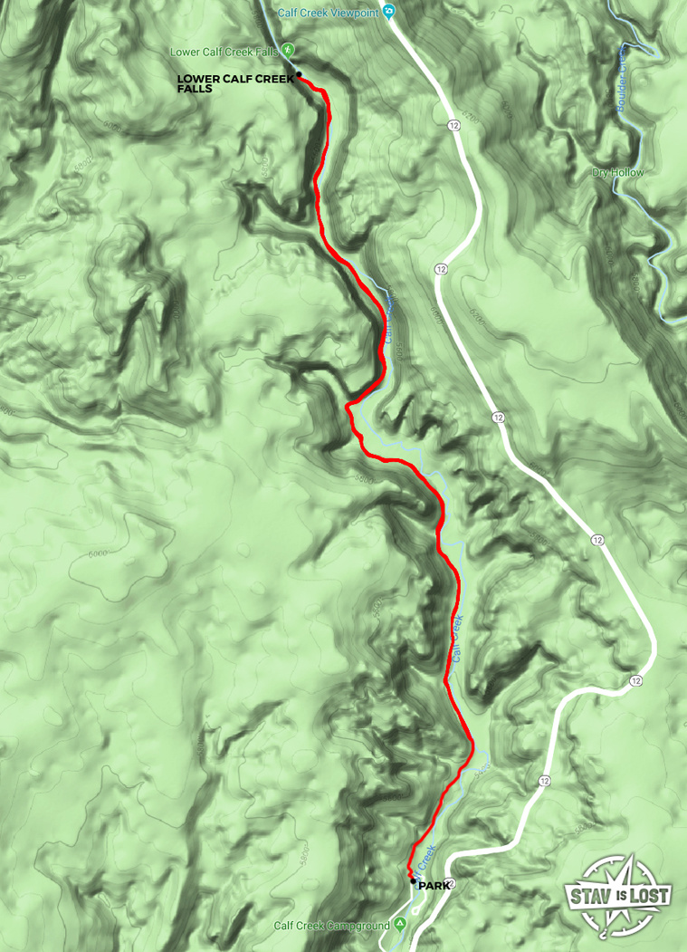 map for Lower Calf Creek Falls by stav is lost