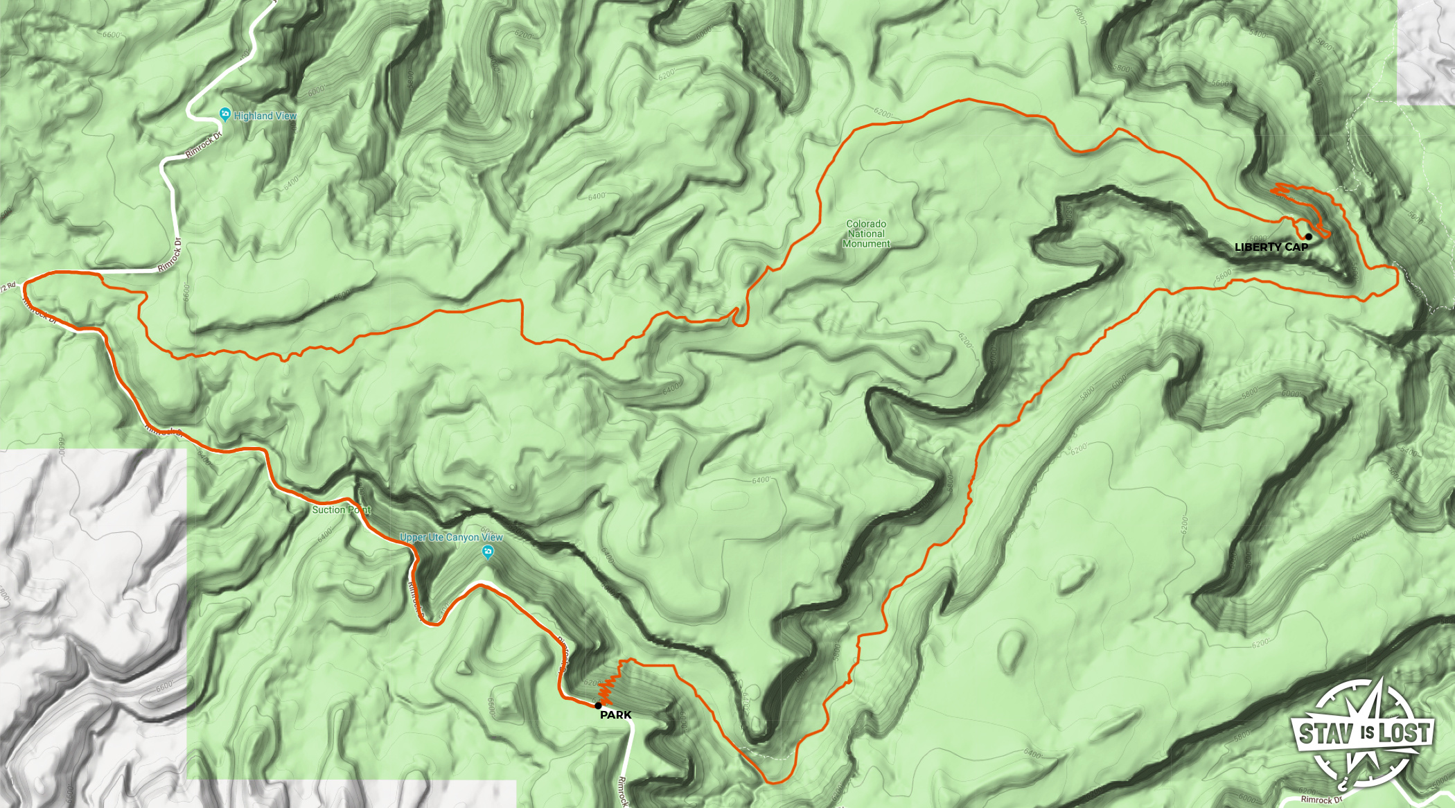 map for Ute Canyon and Upper Liberty Cap Loop by stav is lost