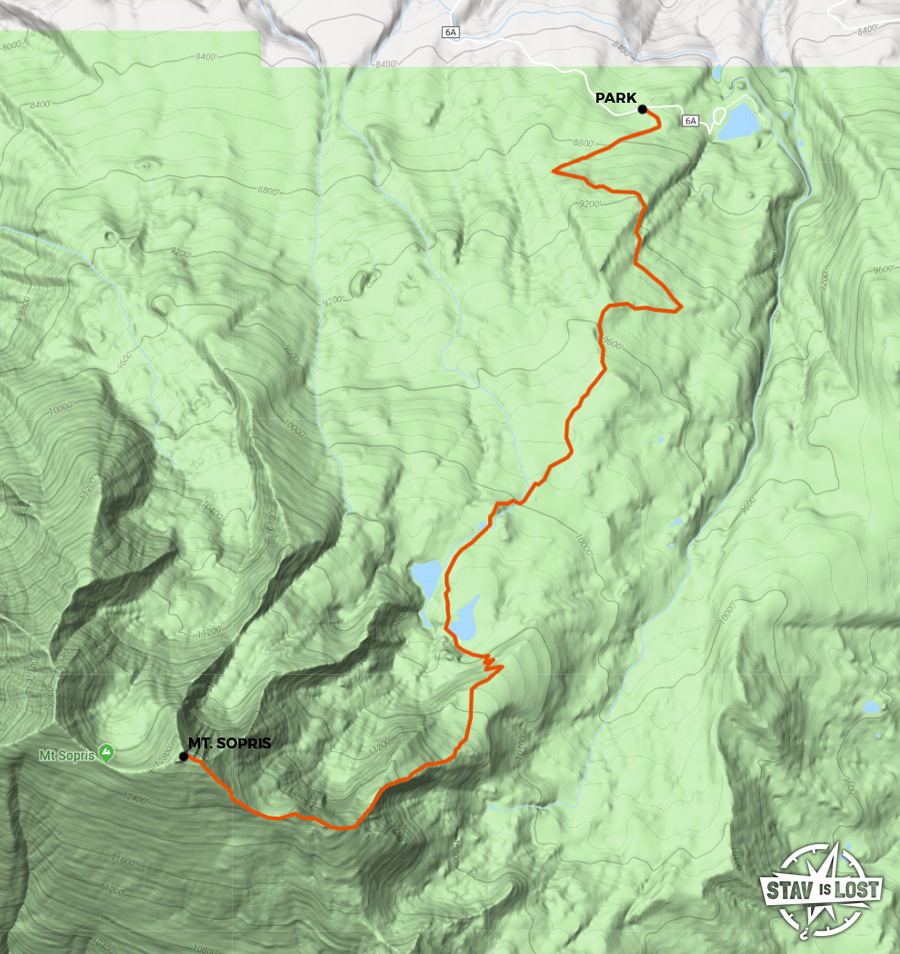 map for Mount Sopris via Thomas Lakes Trail by stav is lost
