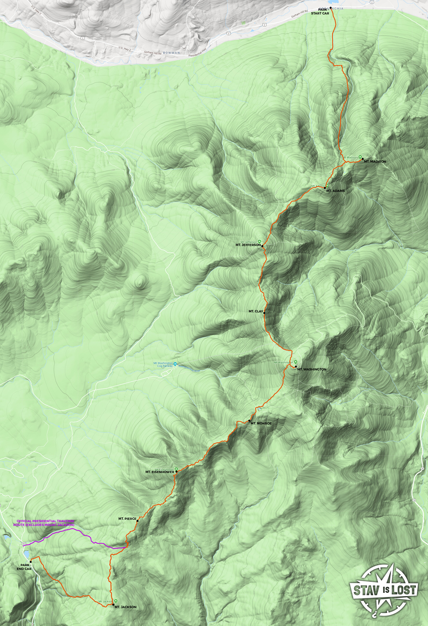 map for Presidential Traverse by stav is lost