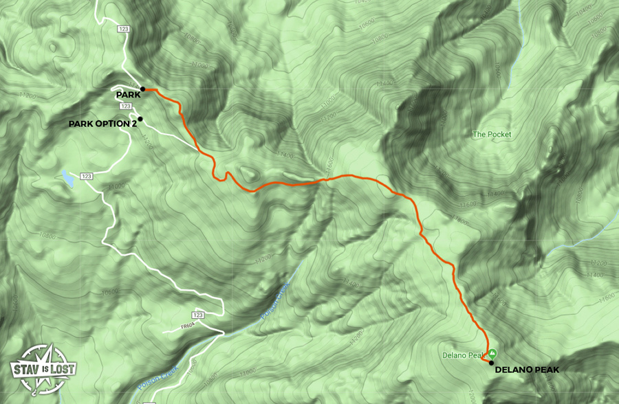 map for Delano Peak via North Ridge by stav is lost