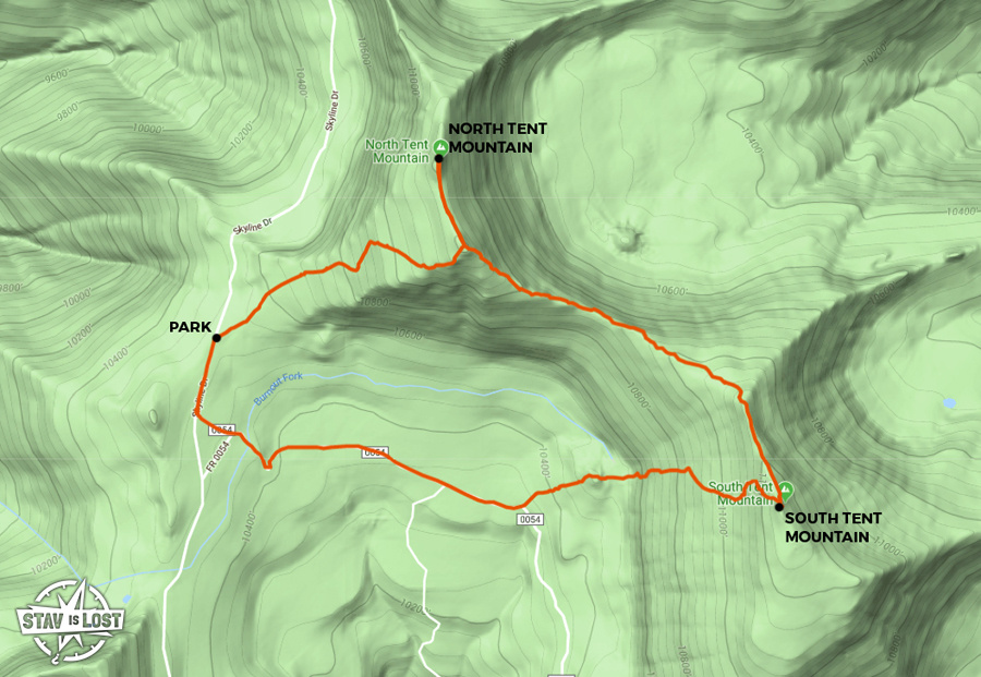 map for North Tent Mountain and South Tent Mountain by stav is lost