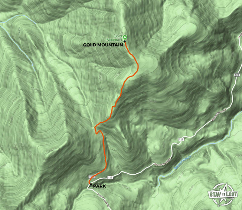 Hiking Map for Gold Mountain