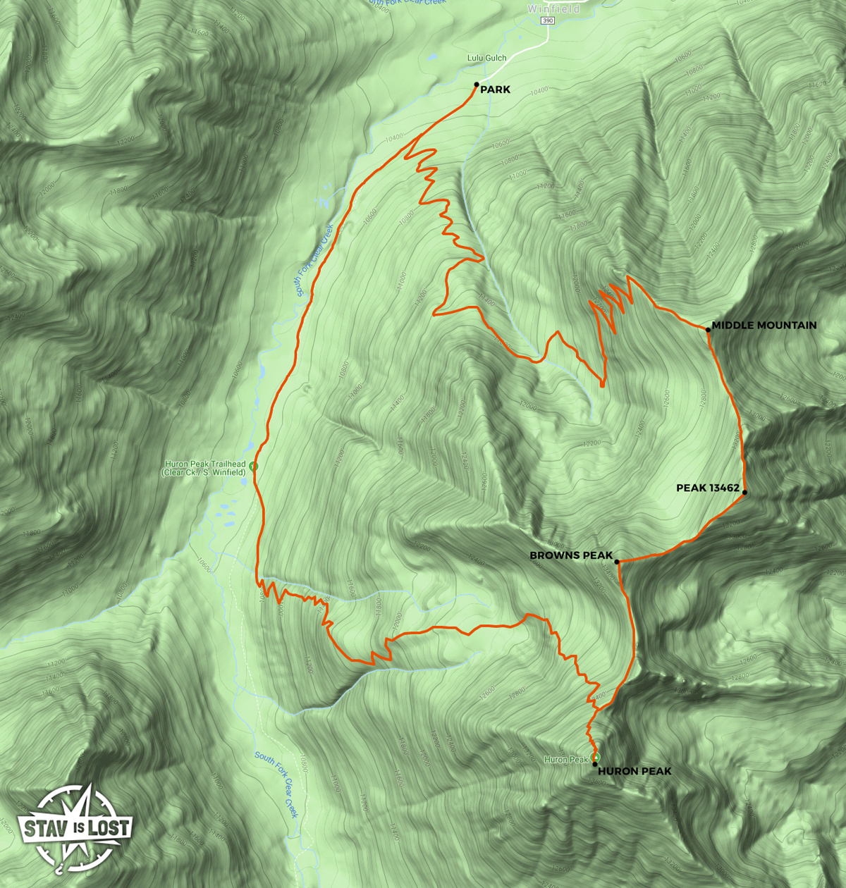 map for Huron Peak Loop by stav is lost