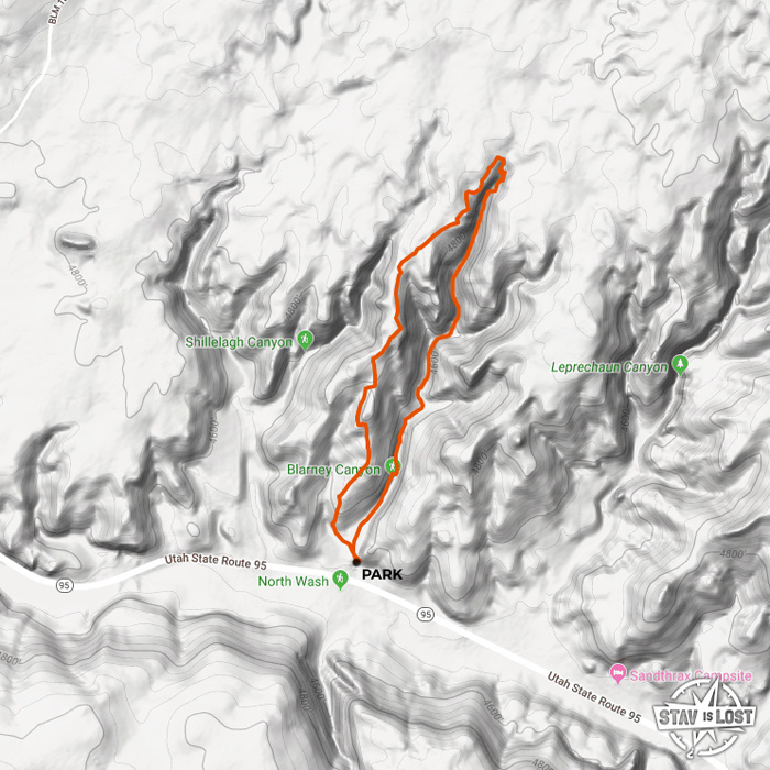map for Blarney Canyon (Left Fork) by stav is lost