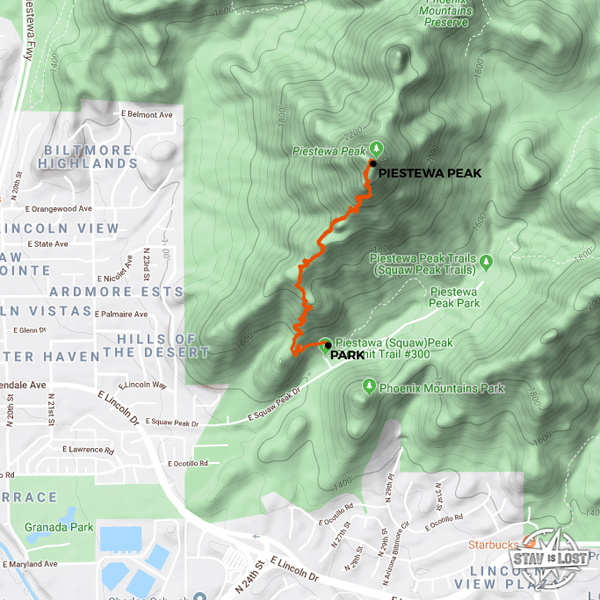 map for Piestewa Peak by stav is lost