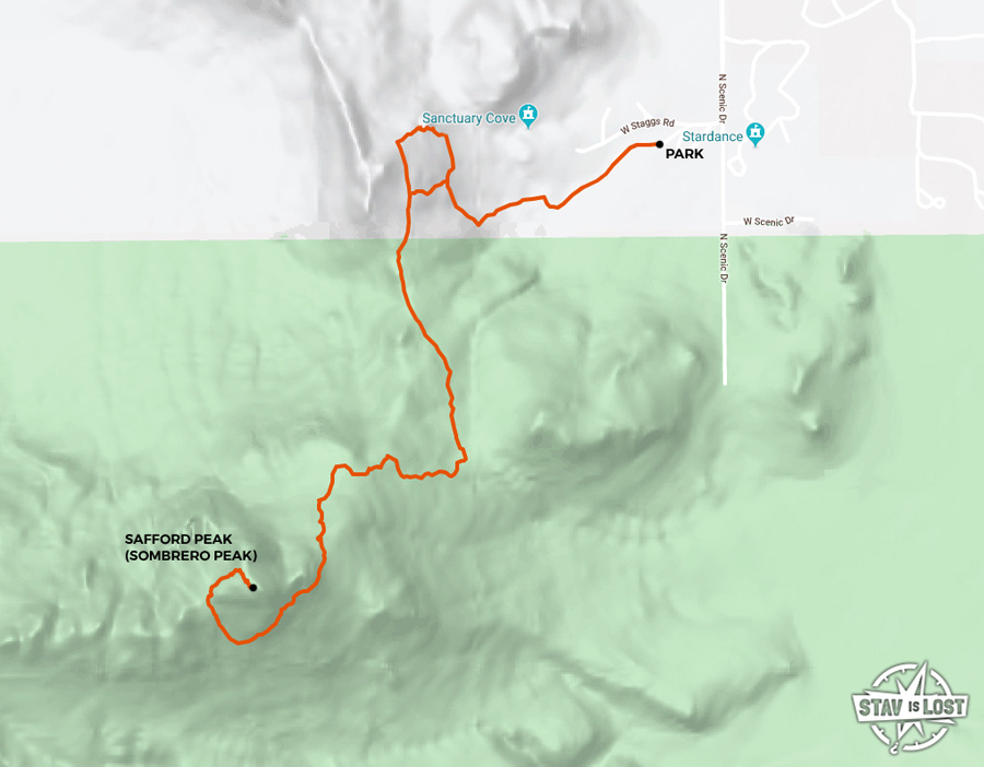 map for Safford Peak (Sombrero Peak) by stav is lost