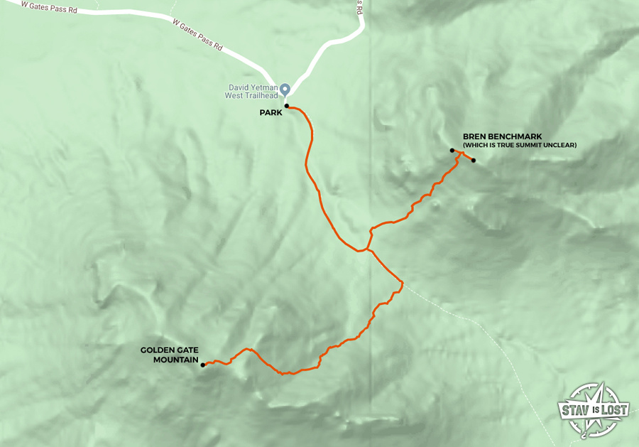 map for Golden Gate Mountain and Bren Peak by stav is lost