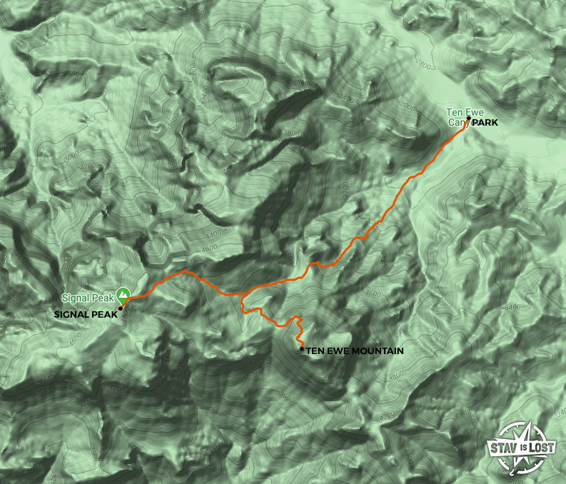 map for Signal Peak and Ten Ewe Mountain by stav is lost