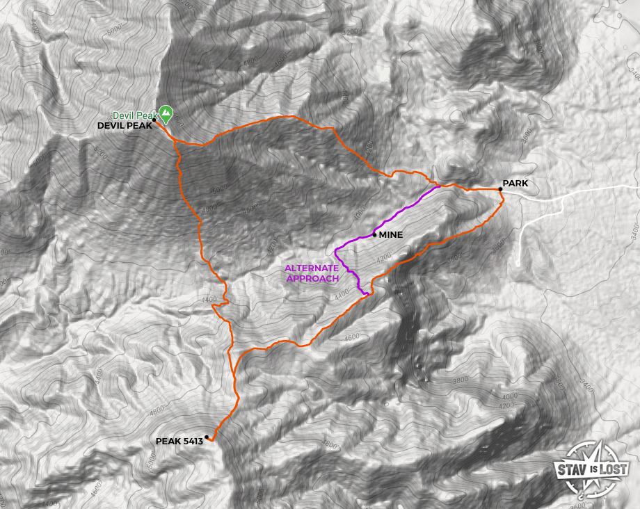 map for Peak 5413 and Devil Peak Loop by stav is lost