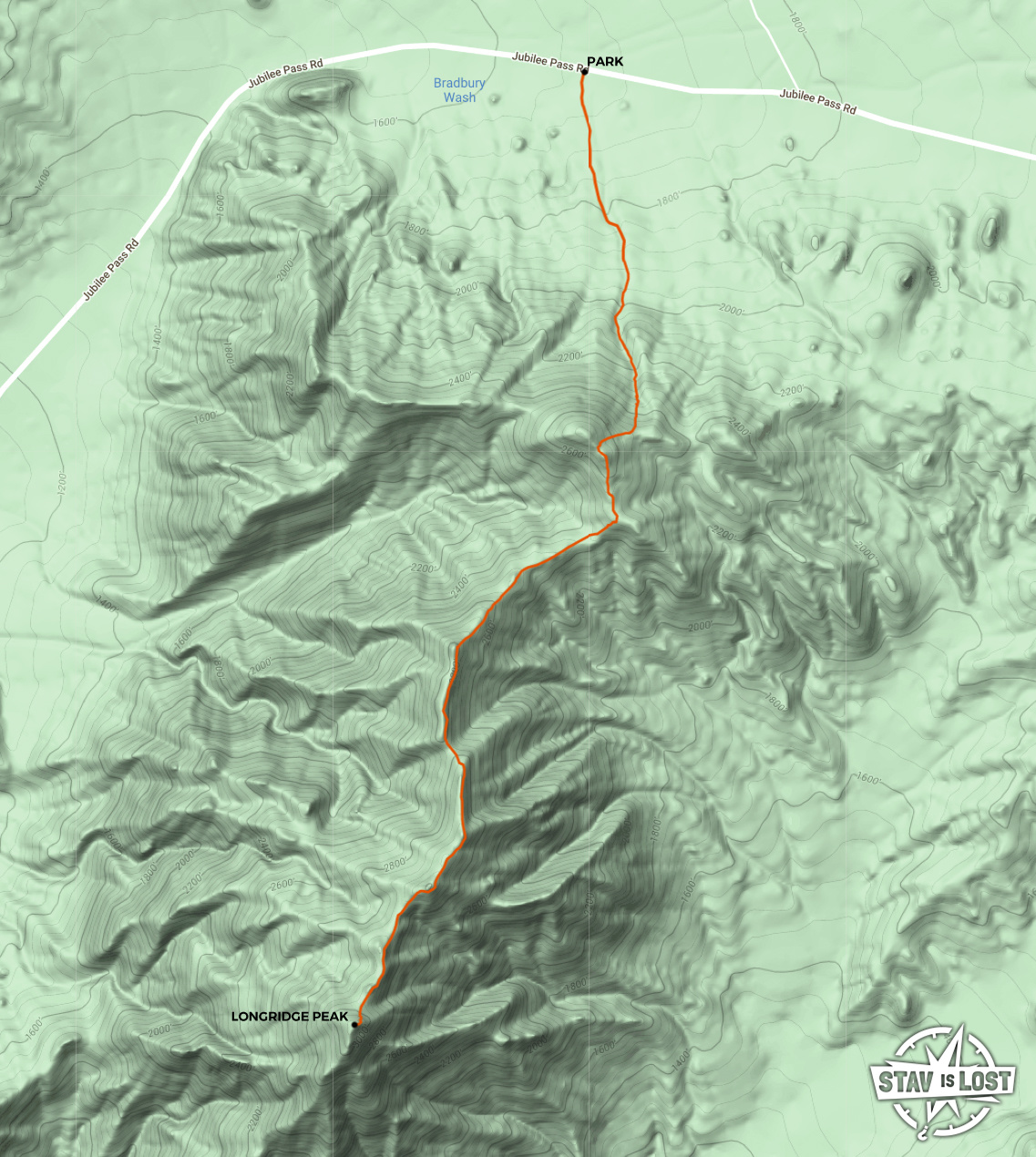Hiking Map for Longridge Peak