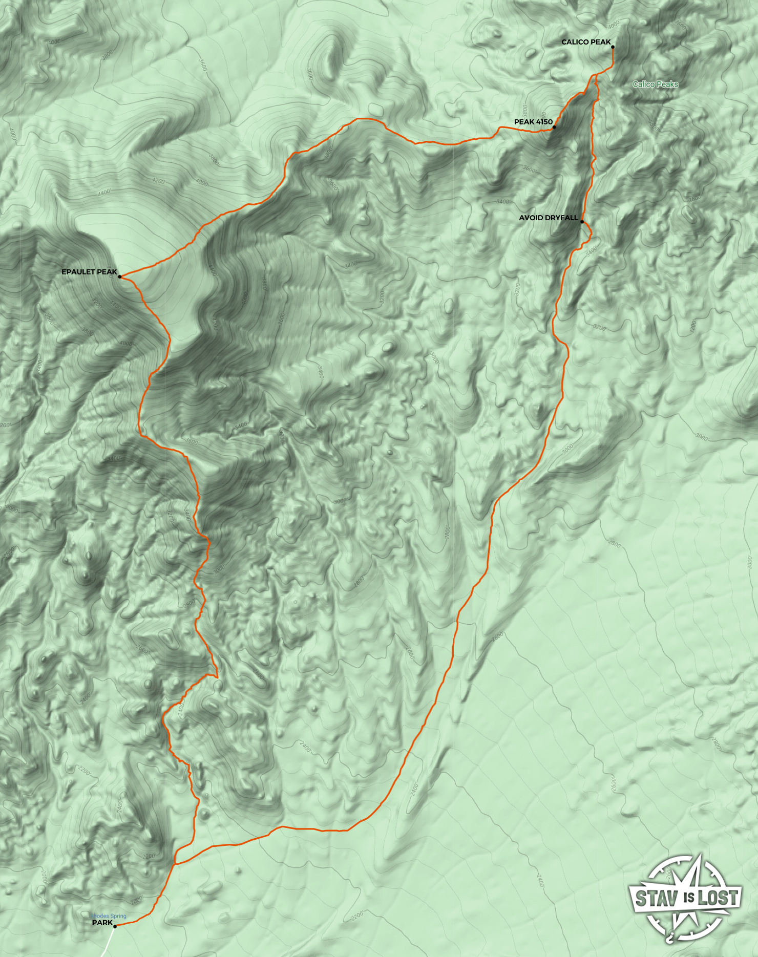 map for Epaulet Peak and Calico Peak by stav is lost