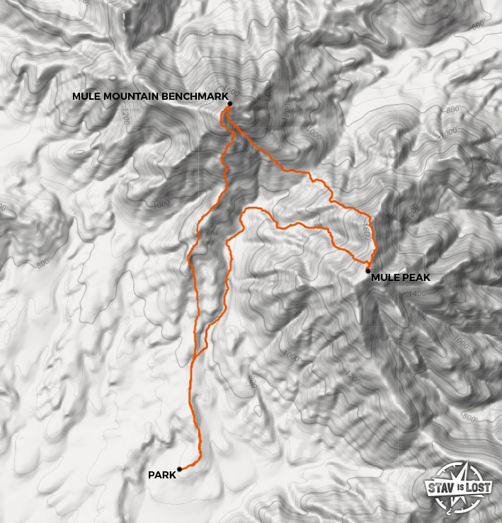 map for Mule Mountain Benchmark and Mule Peak by stav is lost