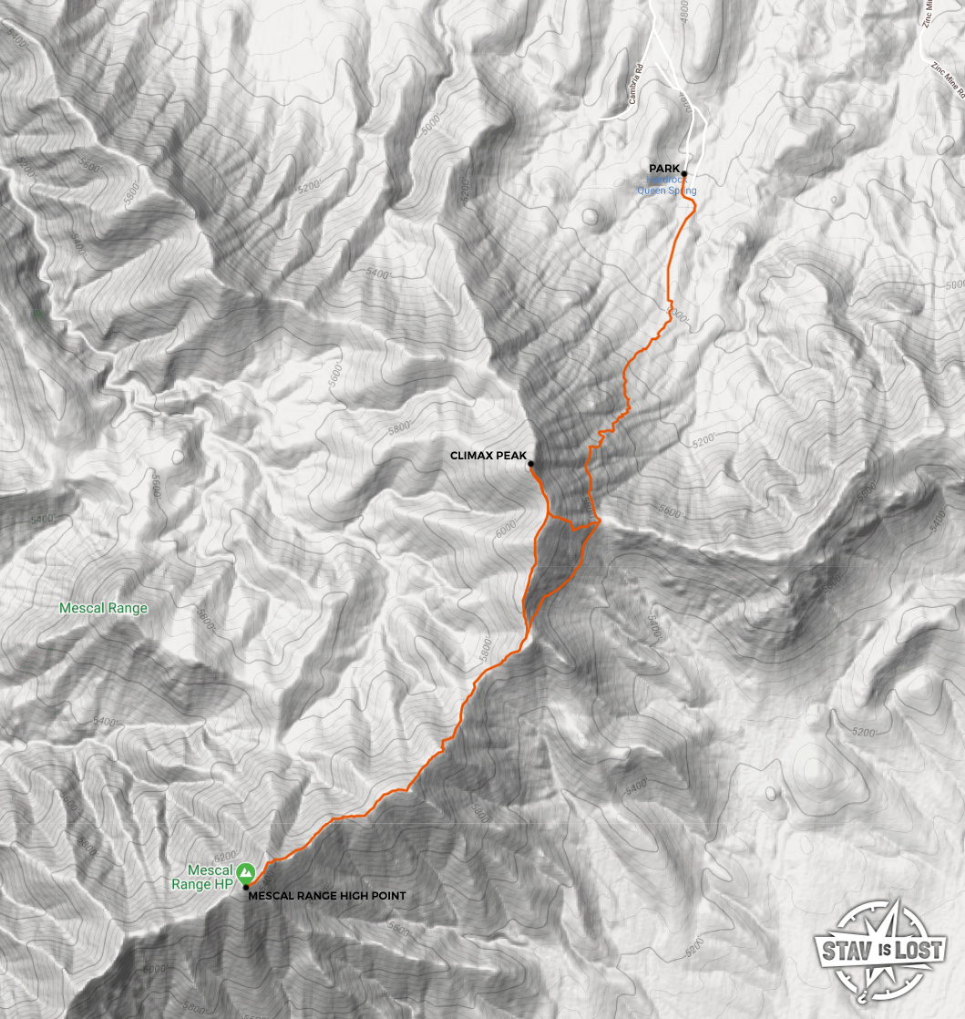 map for Mescal Range High Point and Climax Peak by stav is lost