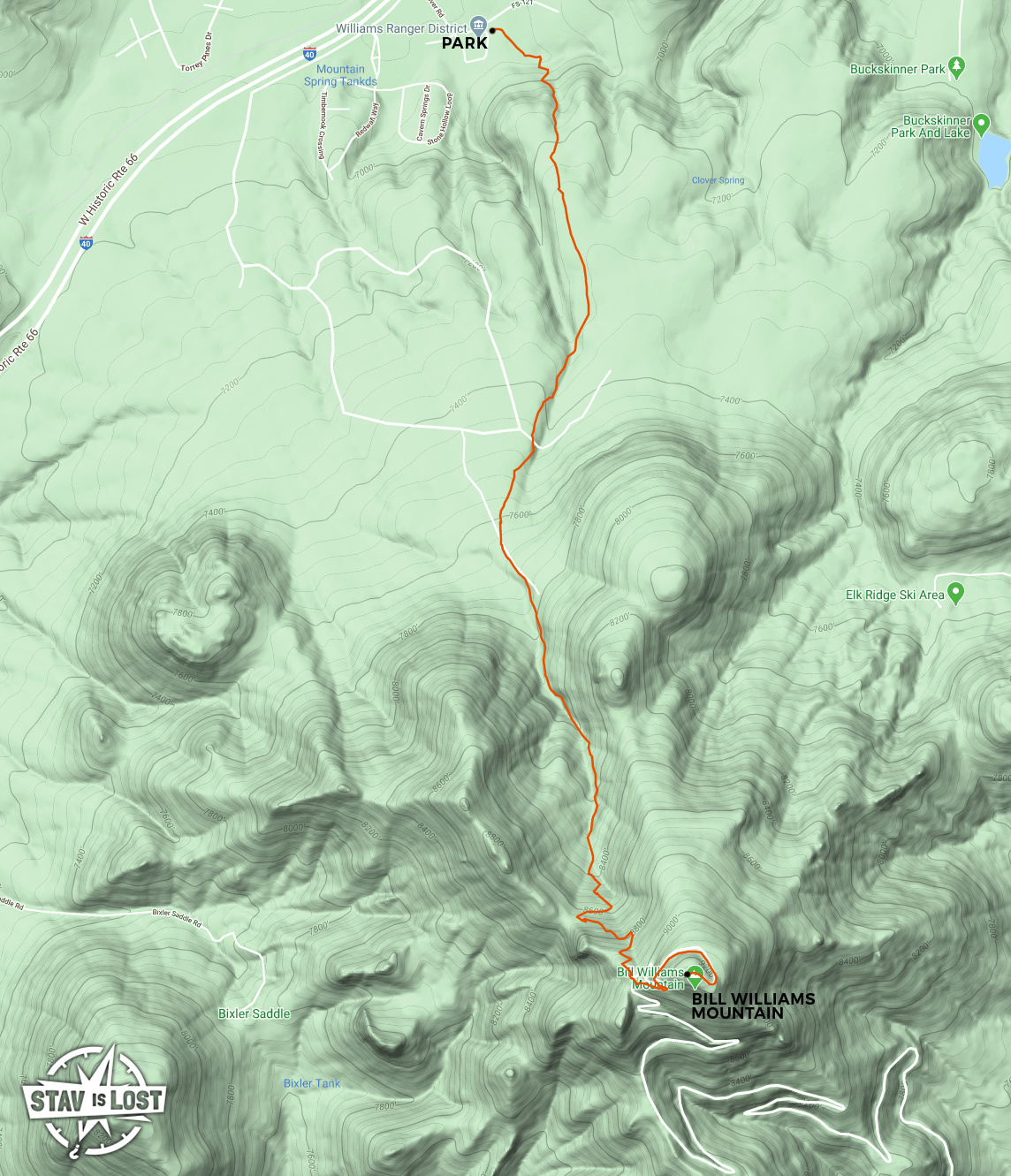 map for Bill Williams Mountain by stav is lost