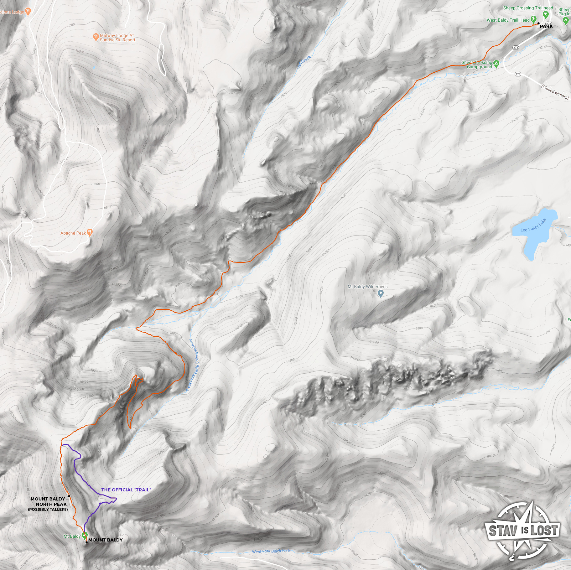 map for Mount Baldy via West Baldy Trail by stav is lost