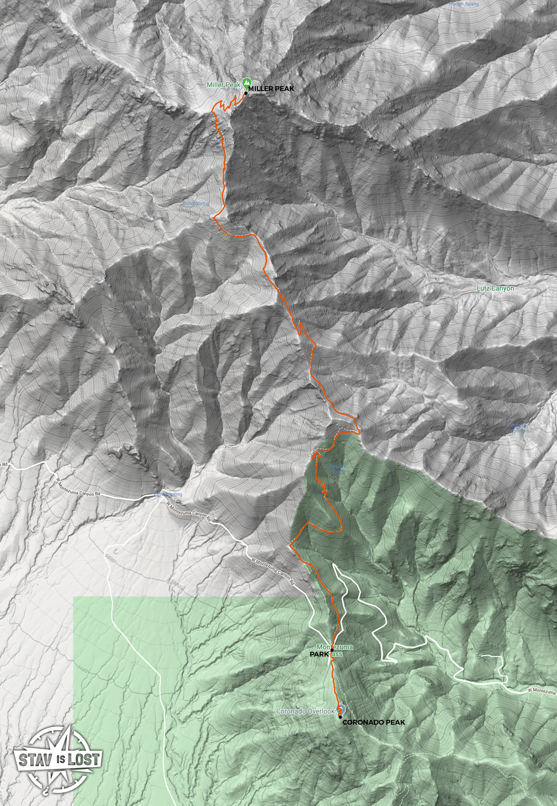 map for Miller Peak and Coronado Peak from Montezuma Pass by stav is lost