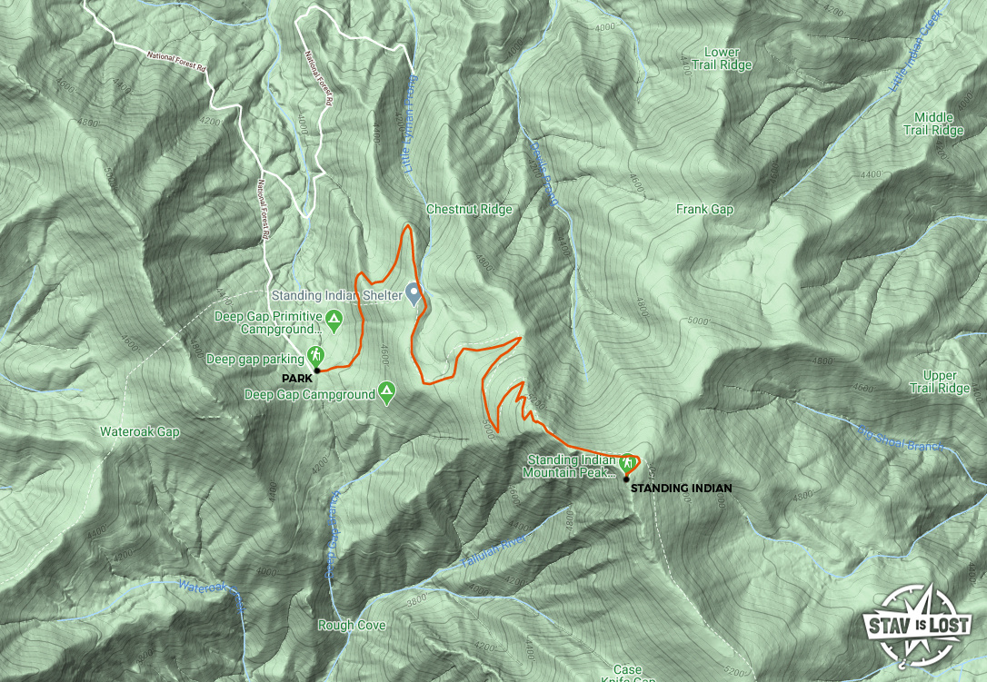 map for Standing Indian from Deep Gap by stav is lost