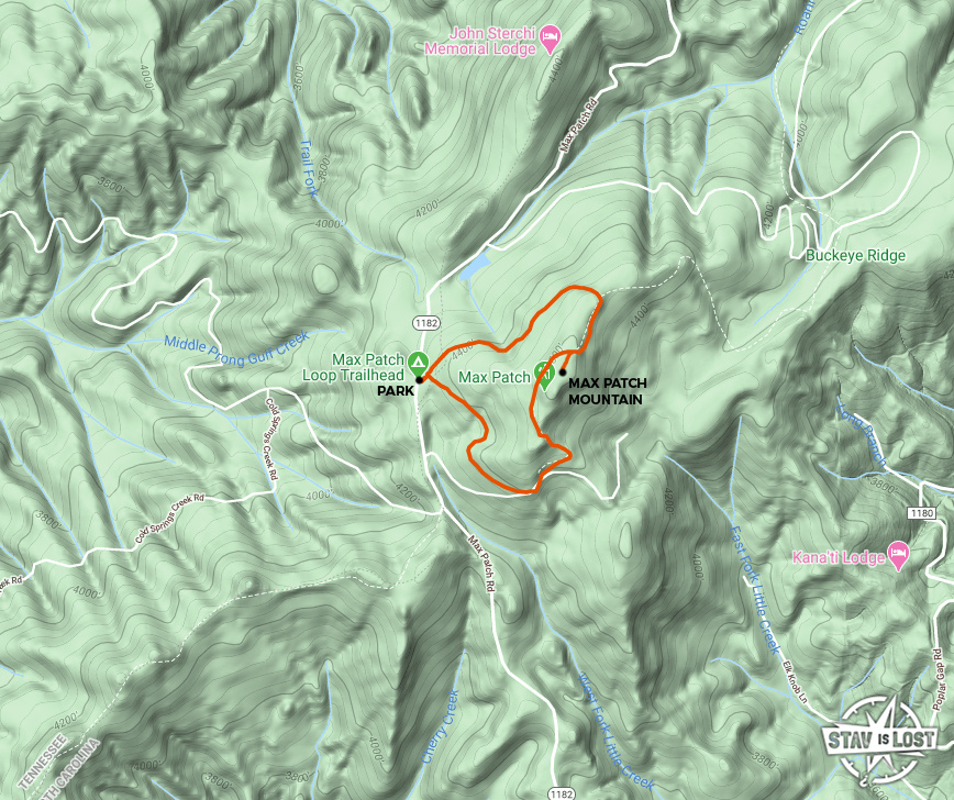map for Max Patch Mountain by stav is lost
