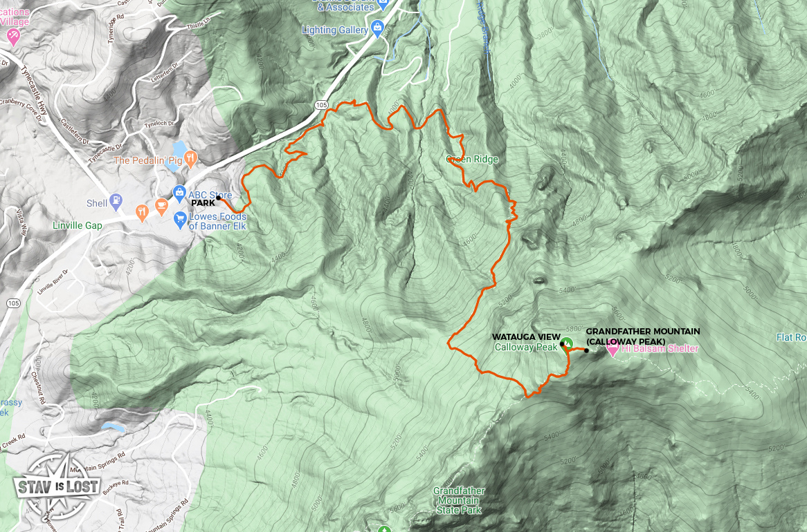map for Grandfather Mountain via Profile Trail by stav is lost