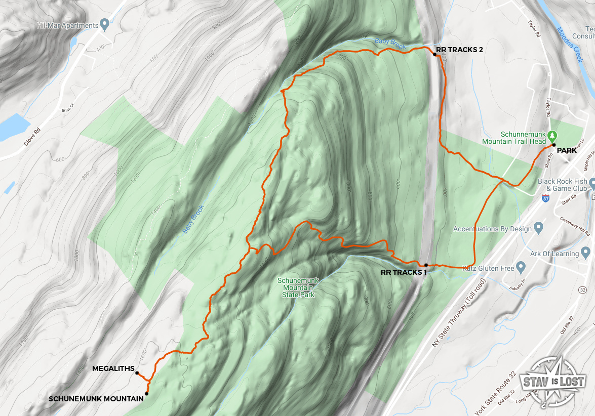 map for Schunemunk Mountain via Sweet Clover and Jessup Trail Loop by stav is lost