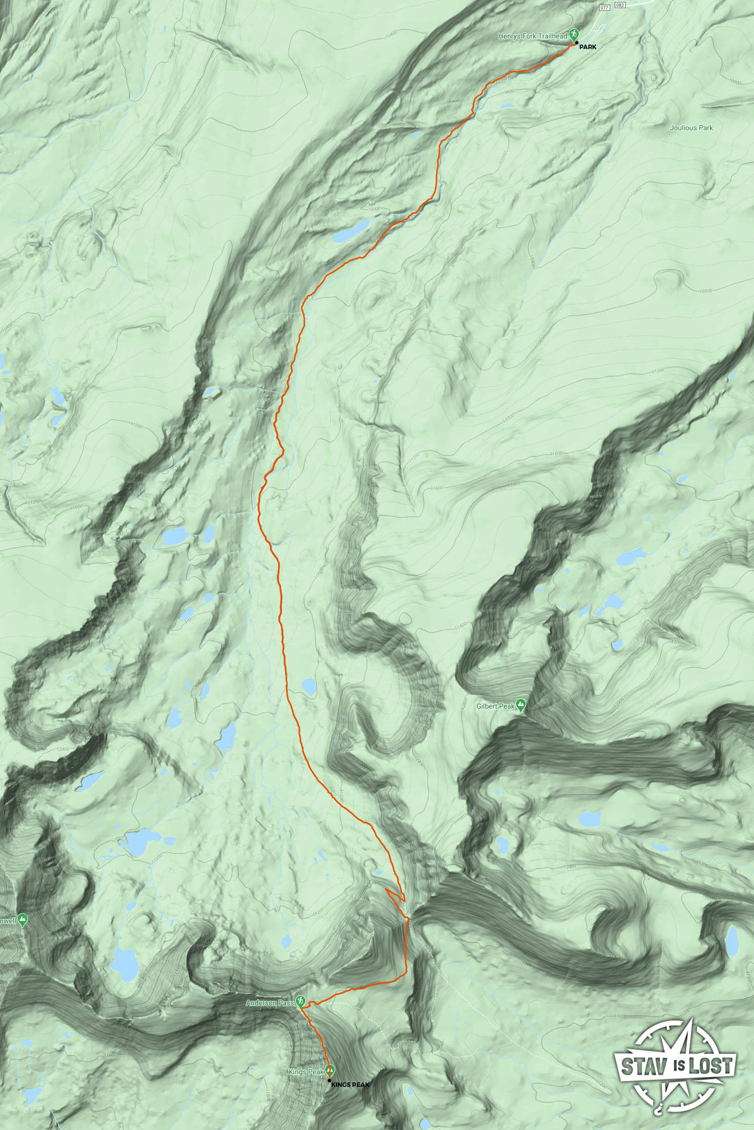 map for Kings Peak via Henrys Fork Trail by stav is lost