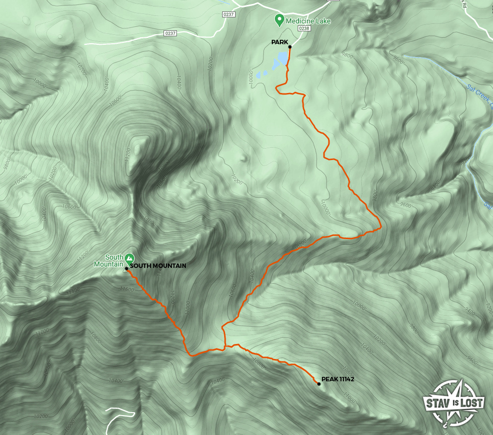 map for South Mountain from Medicine Lakes by stav is lost