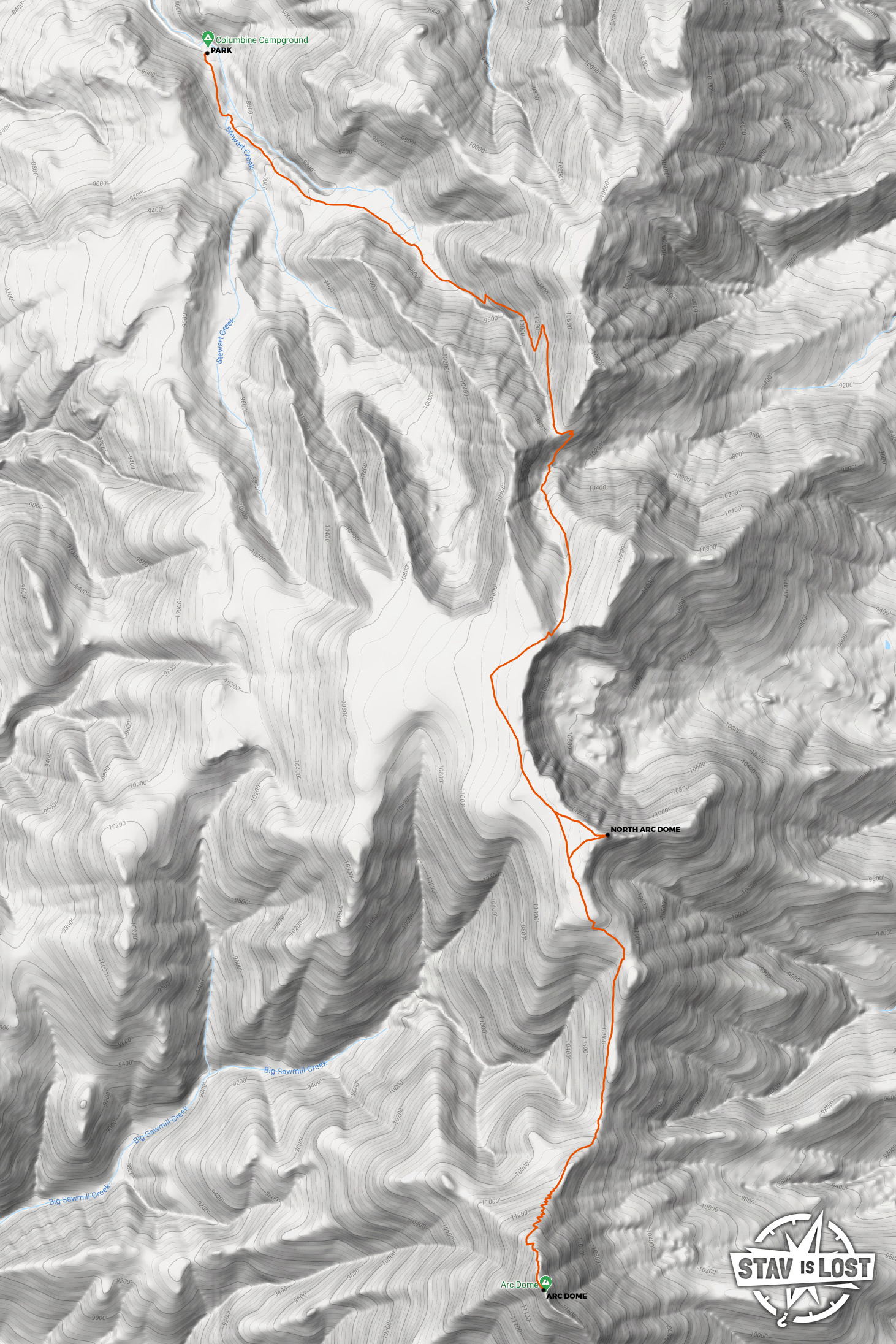 map for Arc Dome via Toiyabe Crest Trail by stav is lost
