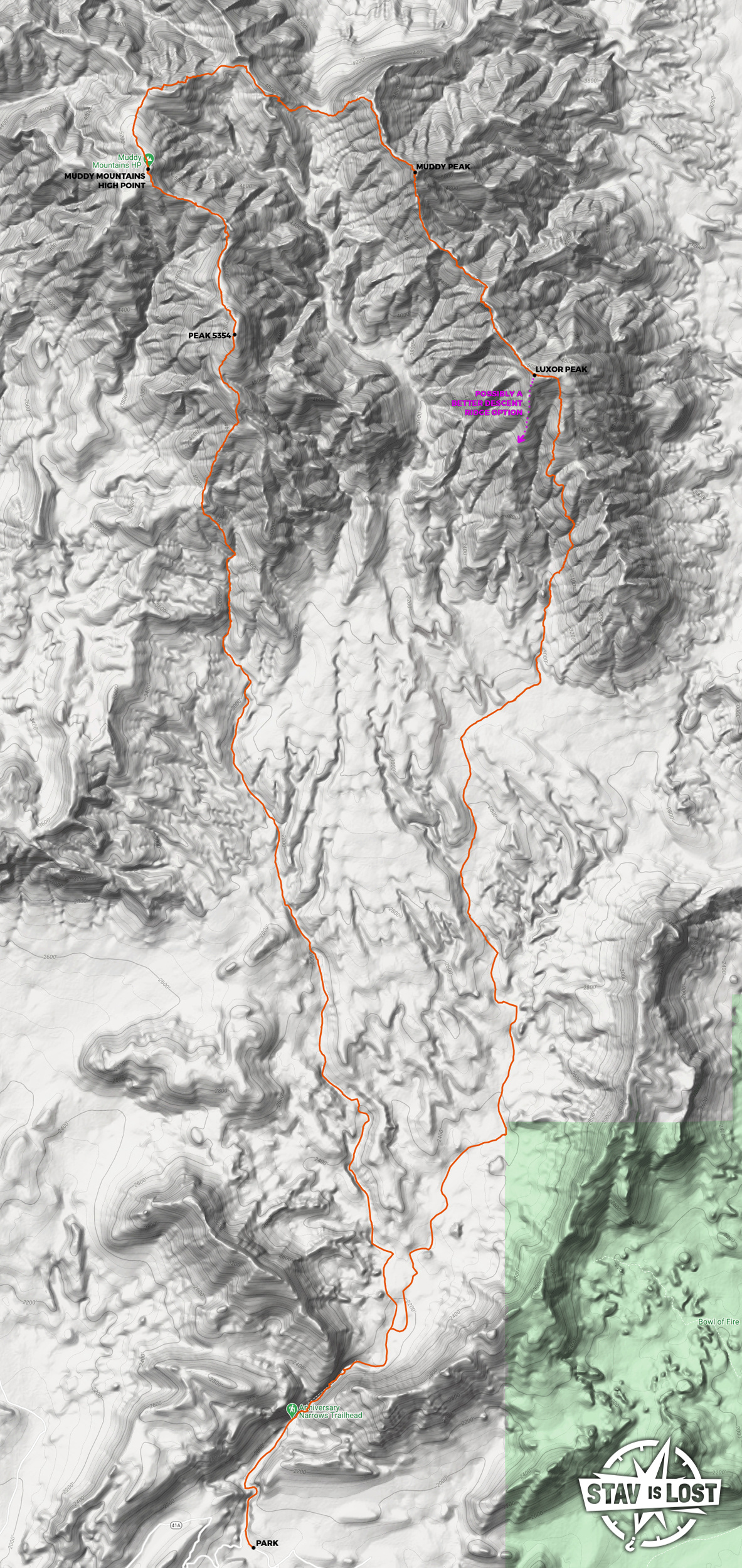 map for Muddy Mountains Traverse by stav is lost