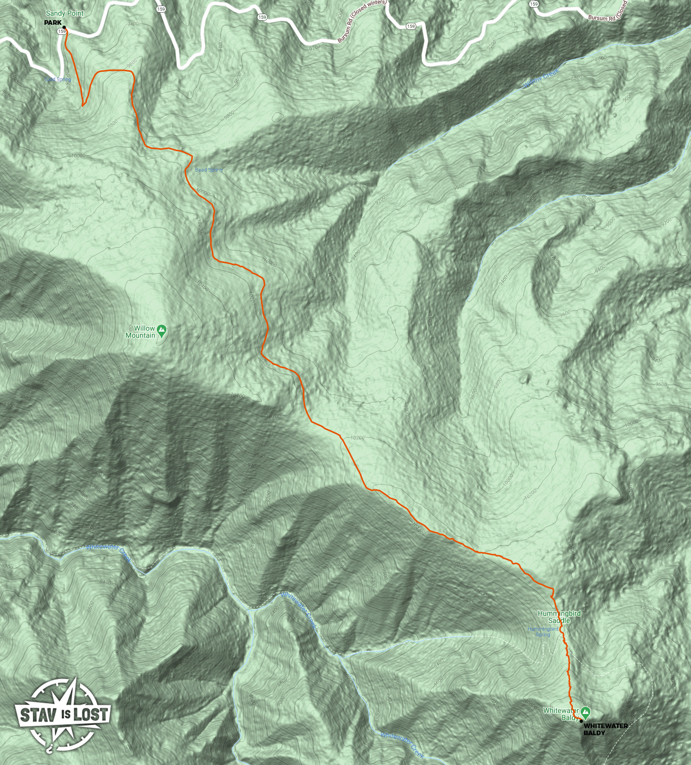 map for Whitewater Baldy via Crest Trail by stav is lost
