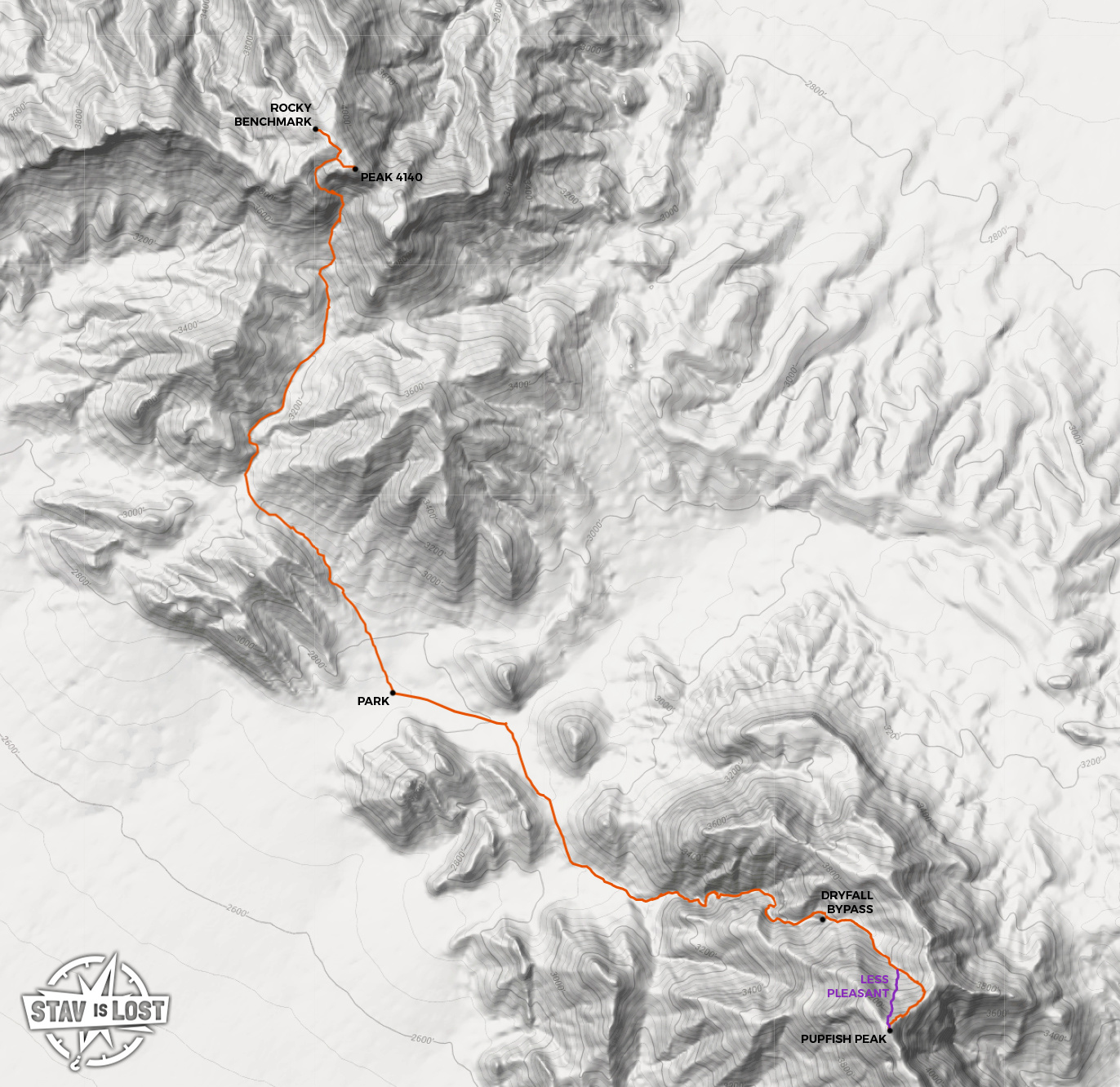 map for Rocky Benchmark and Pupfish Peak by stav is lost