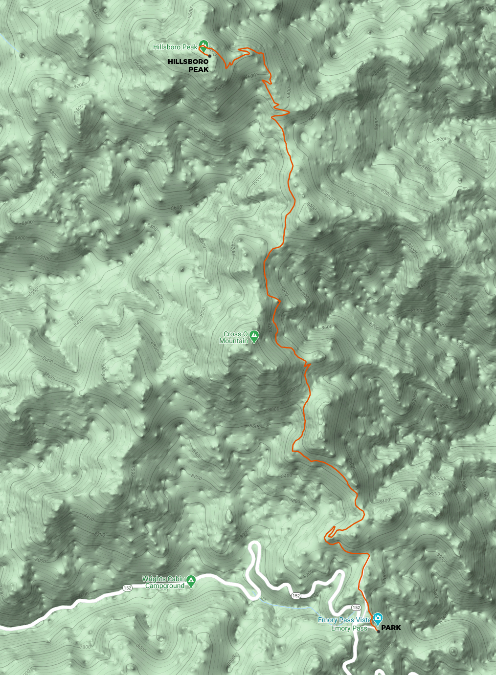 map for Hillsboro Peak via Black Range Crest Trail by stav is lost