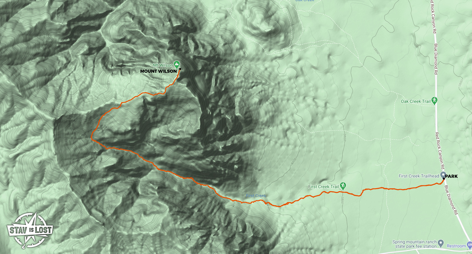 map for Mount Wilson via First Creek Canyon by stav is lost