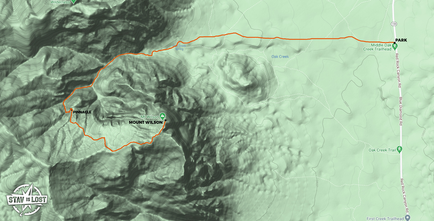 map for Mount Wilson via Oak Creek Canyon by stav is lost