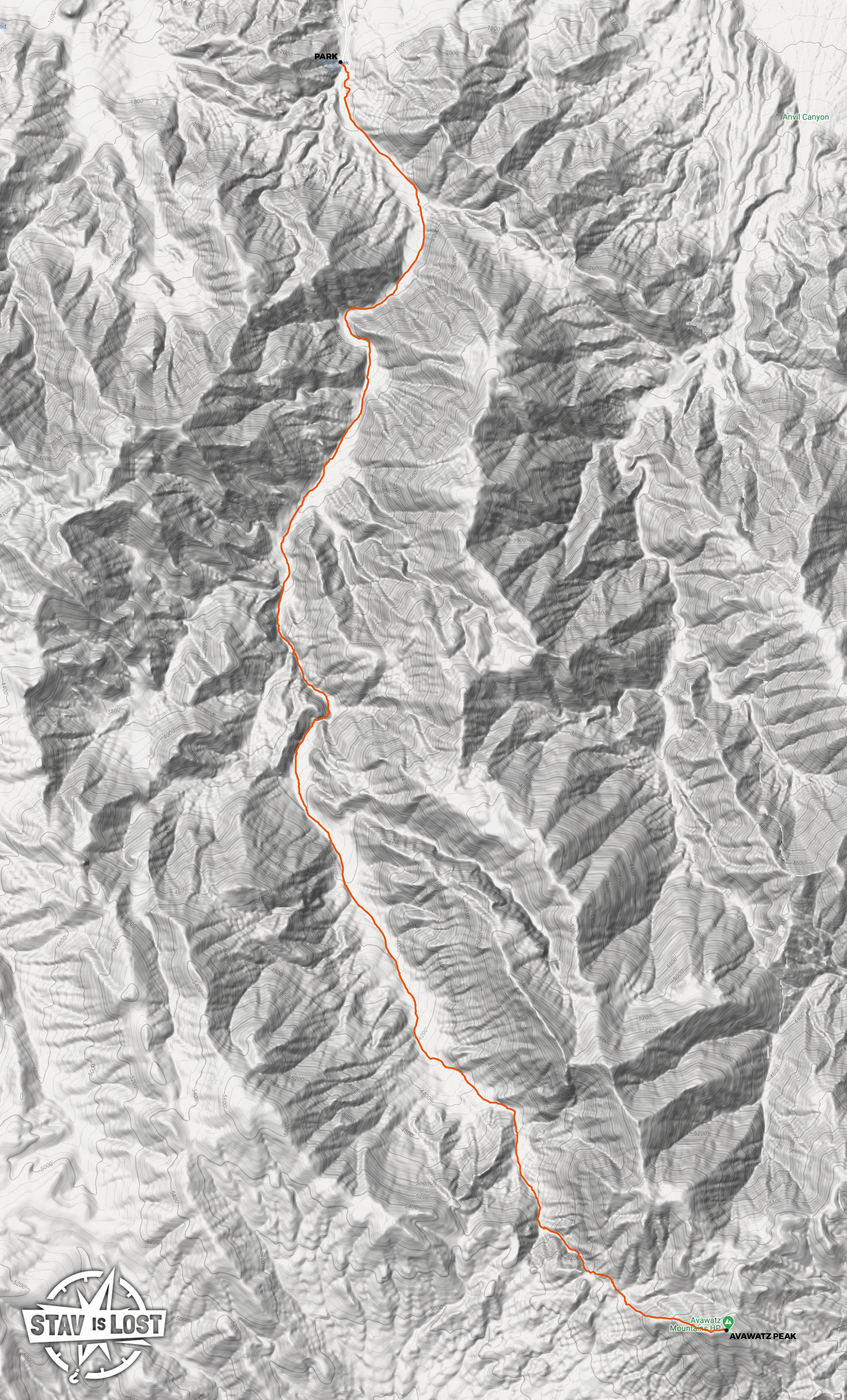 map for Avawatz Peak via Sheep Creek Spring by stav is lost