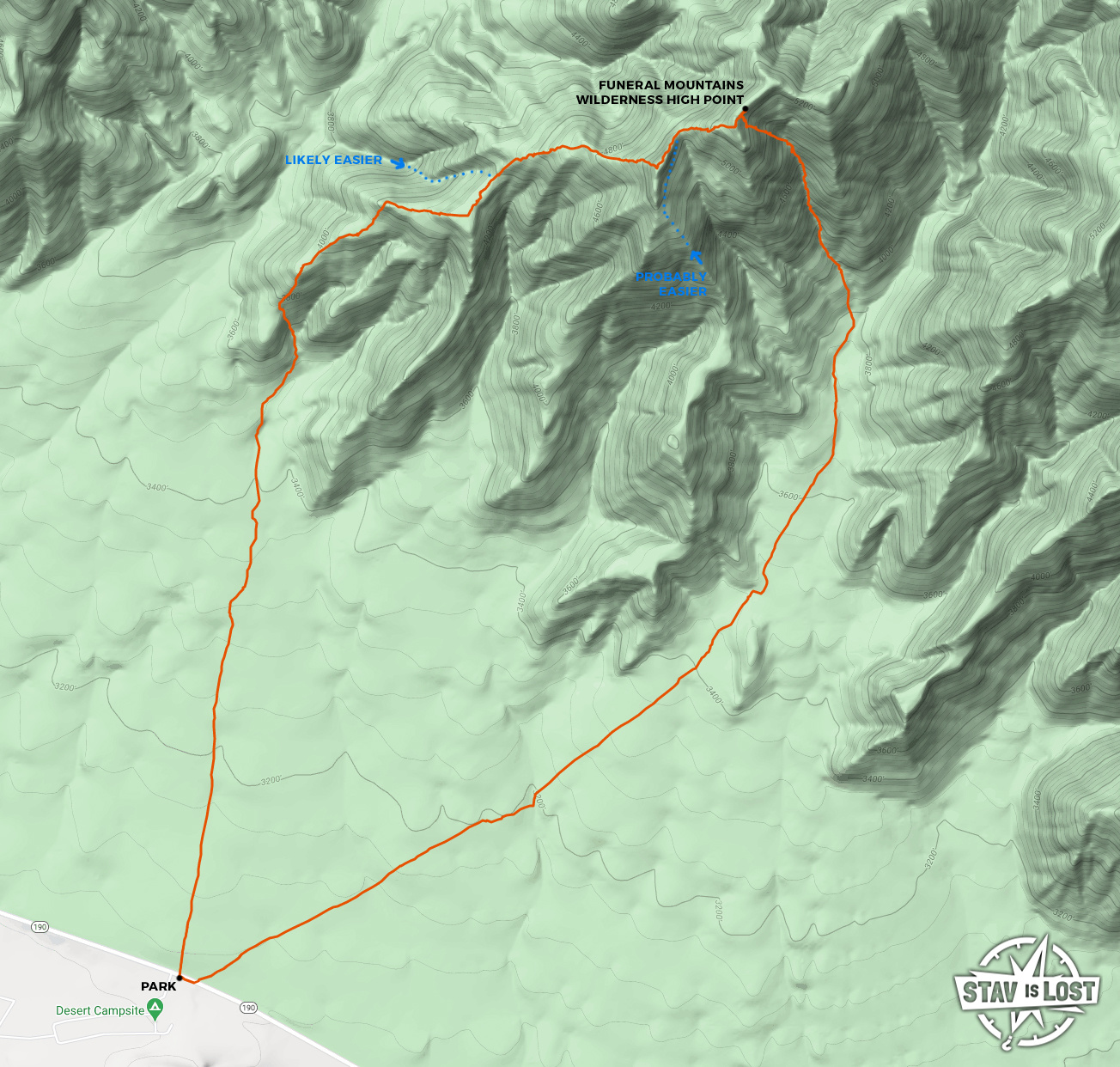 map for Funeral Mountains Wilderness High Point by stav is lost