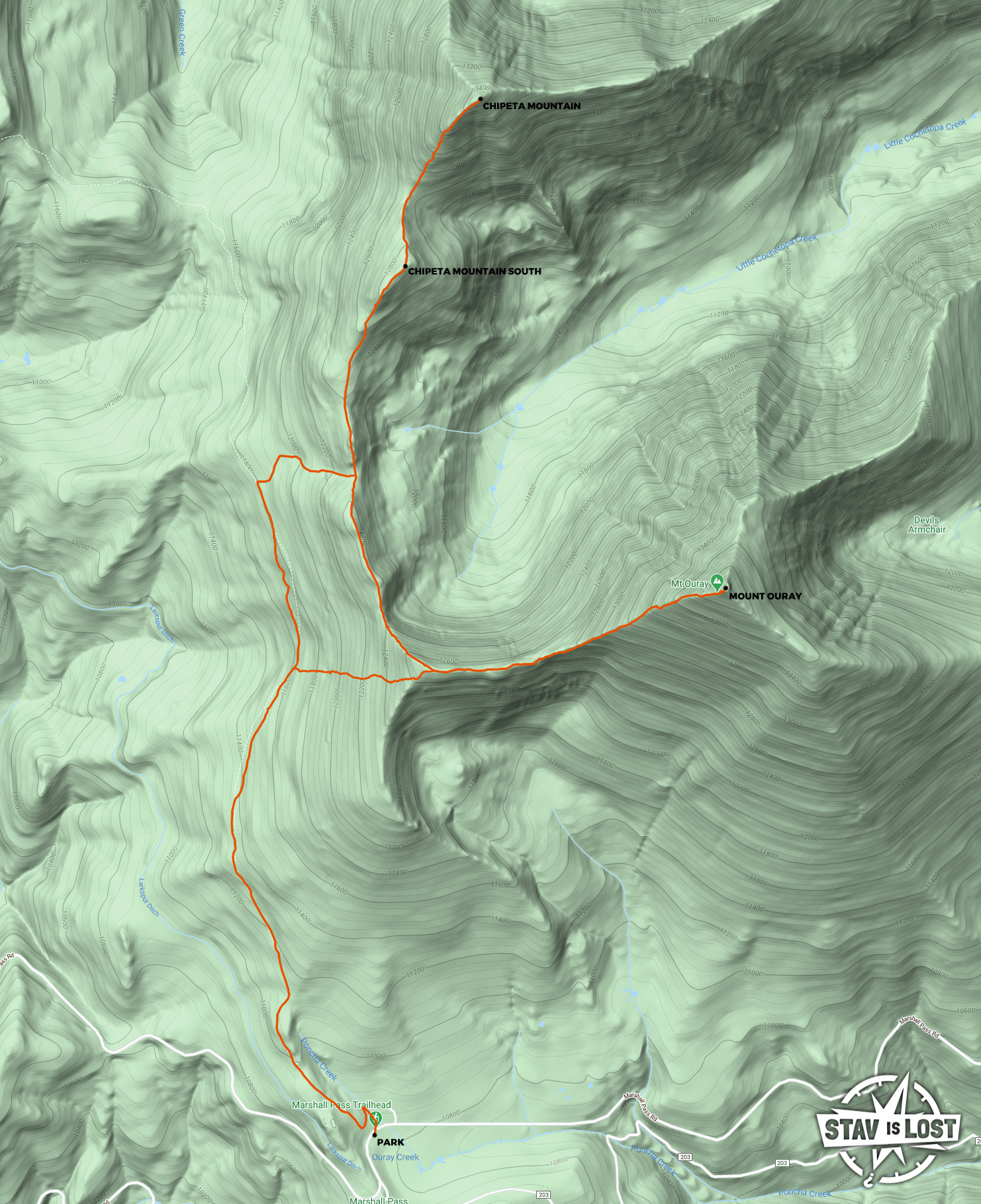 map for Mount Ouray and Chipeta Mountain by stav is lost