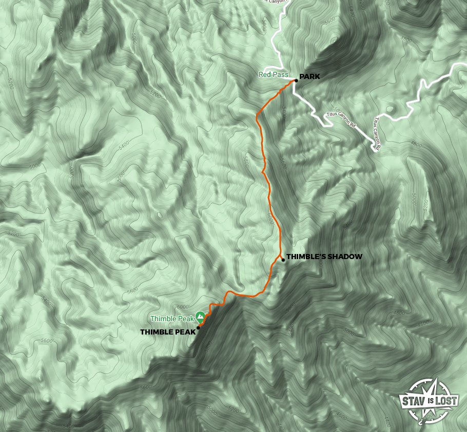 Hiking Map for Thimble Peak