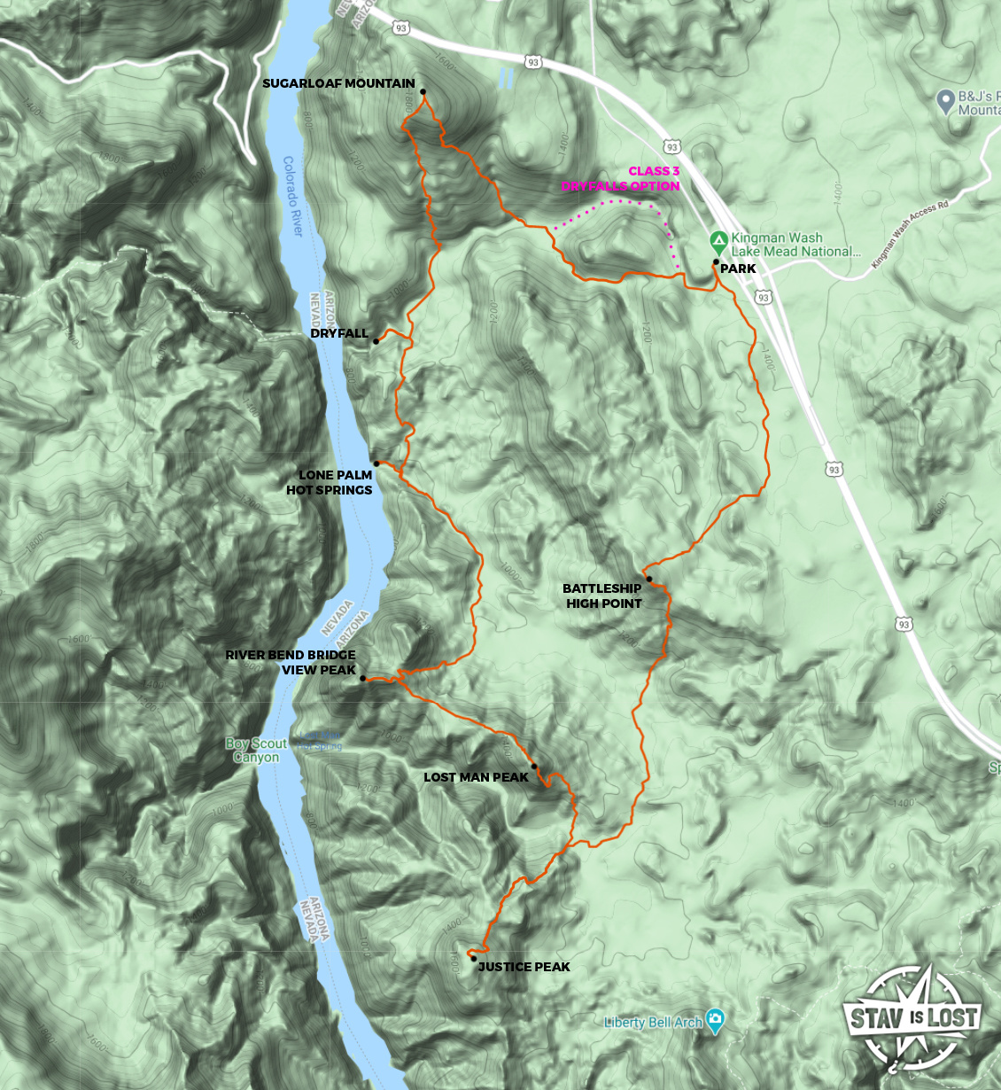 map for Sugarloaf Mountain and Lost Man Peak Loop by stav is lost