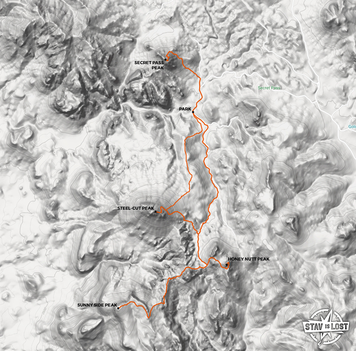 map for Secret Pass Breakfast Peaks by stav is lost