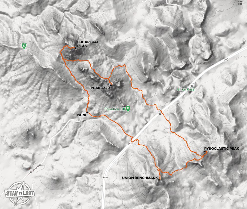 map for Union Pass and Sugarloaf Peak Loop by stav is lost