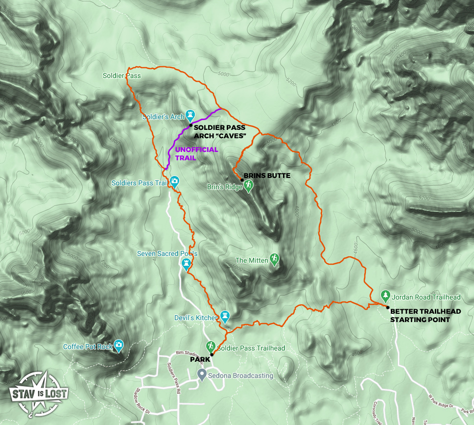 map for Soldier Pass, Brins Mesa, Brins Butte Loop by stav is lost