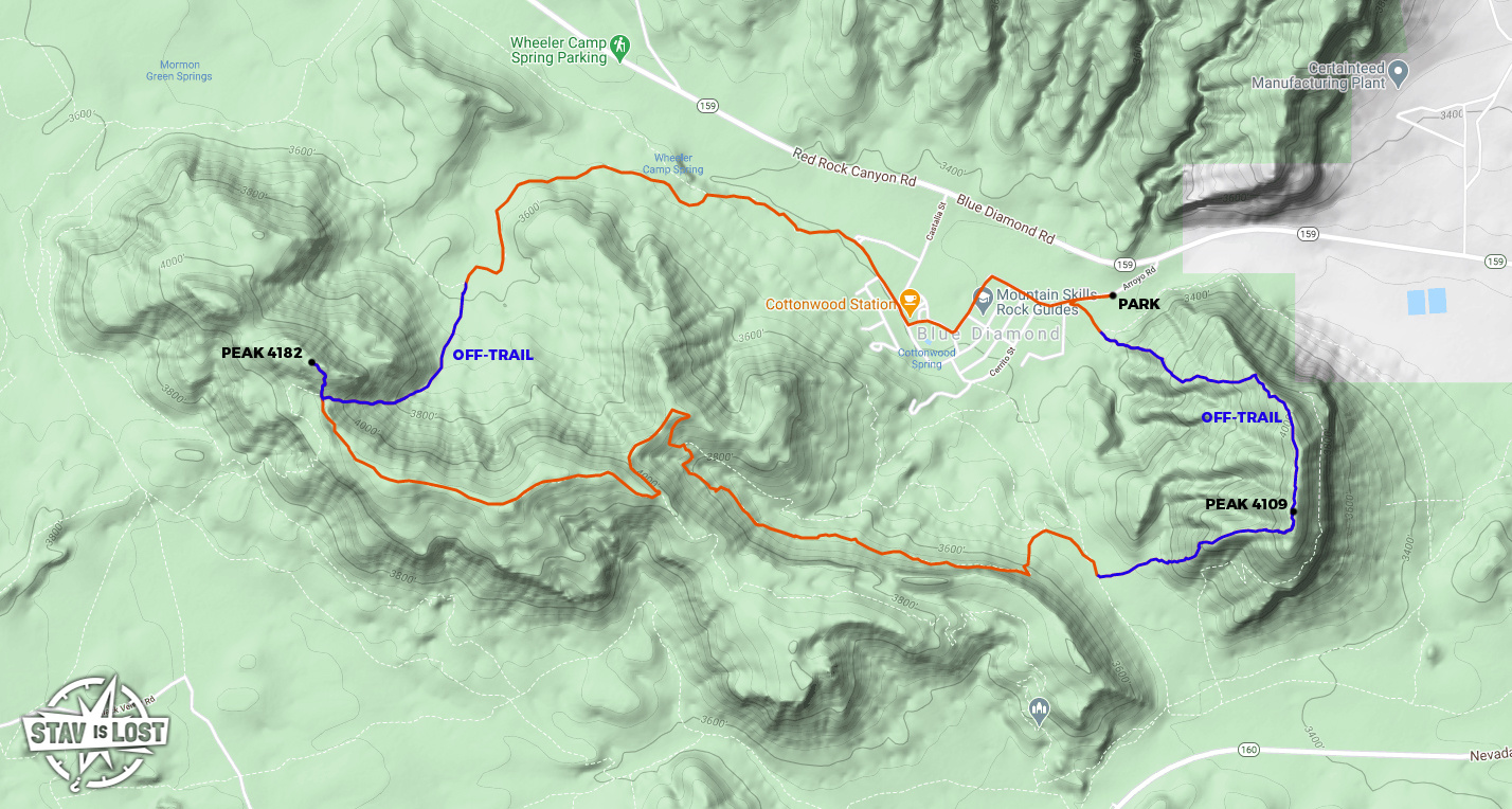 map for Blue Diamond Loop Peaks by stav is lost