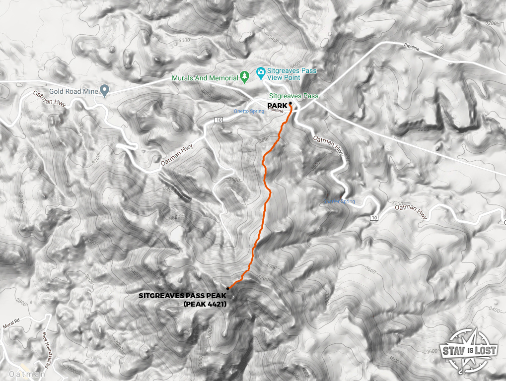 map for Sitgreaves Pass Peak (Peak 4421) by stav is lost