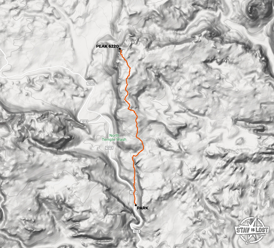 map for Peak 6220 from North Temple Wash by stav is lost