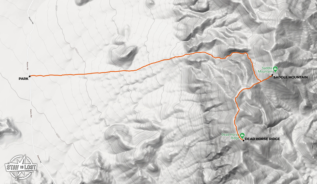 map for Dead Horse Ridge and Saddle Mountain by stav is lost
