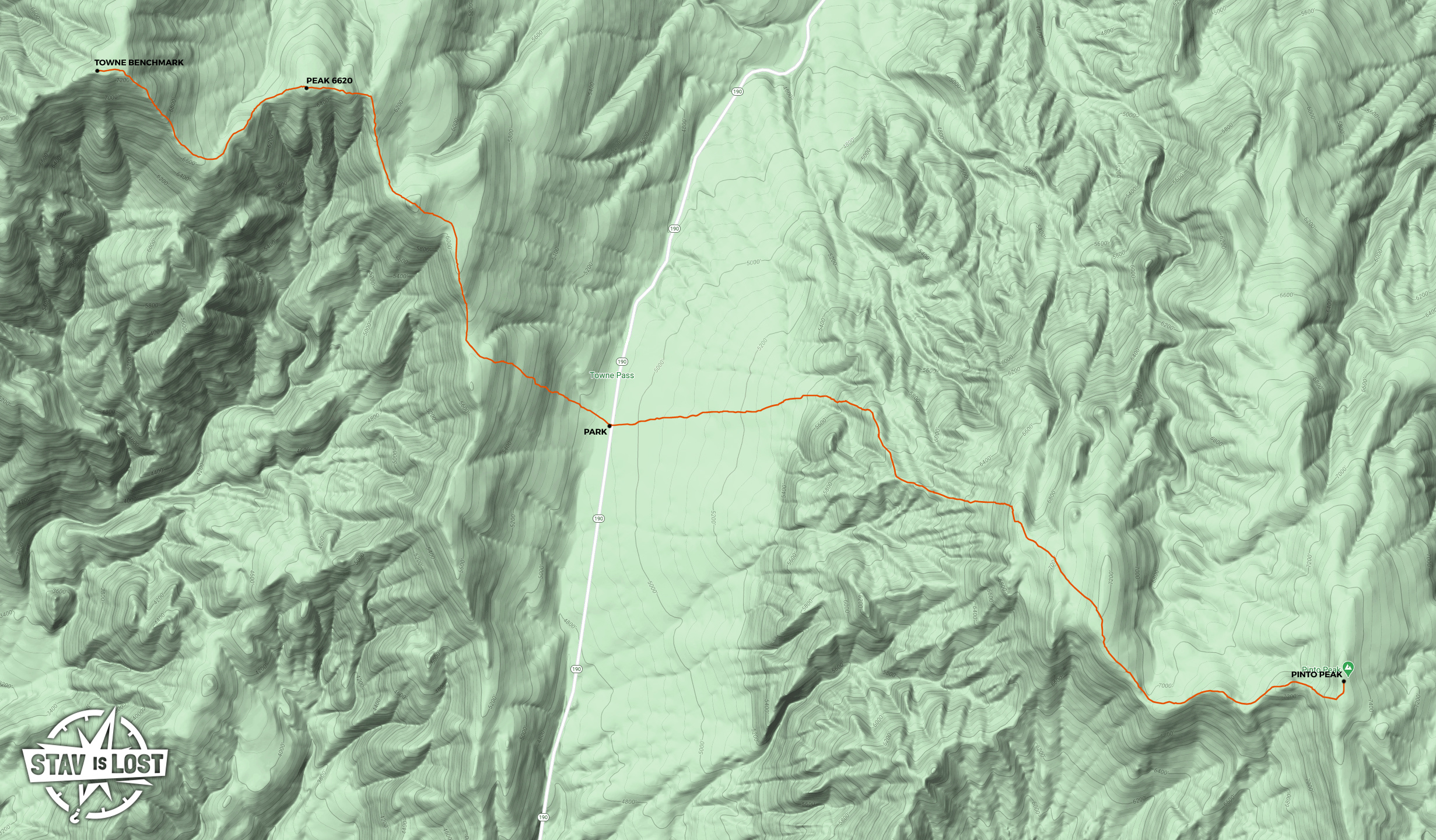 map for Pinto Peak and Towne Benchmark by stav is lost